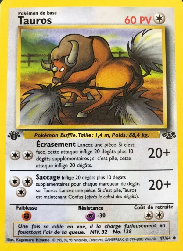 Tauros – carte Pokémon TCG Peu Commune n°47