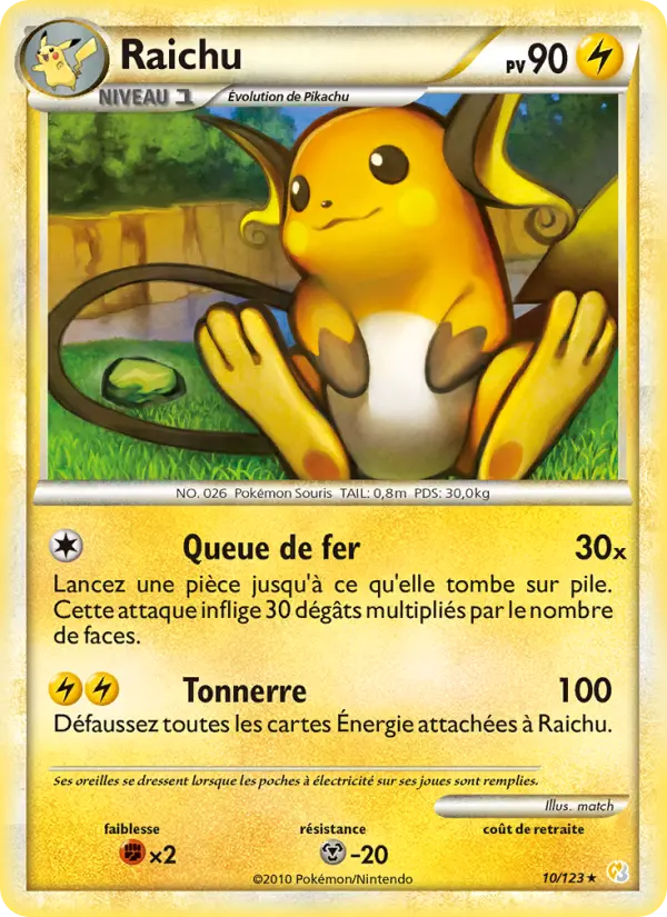 Raichu – carte Pokémon TCG Rare Holo n°10