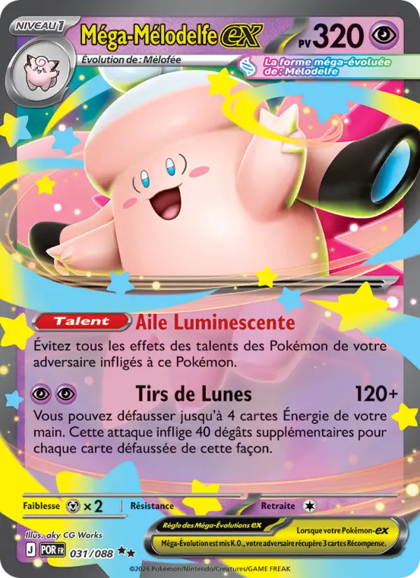 Méga-Mélodelfe-ex – carte Pokémon TCG Double rare n°031