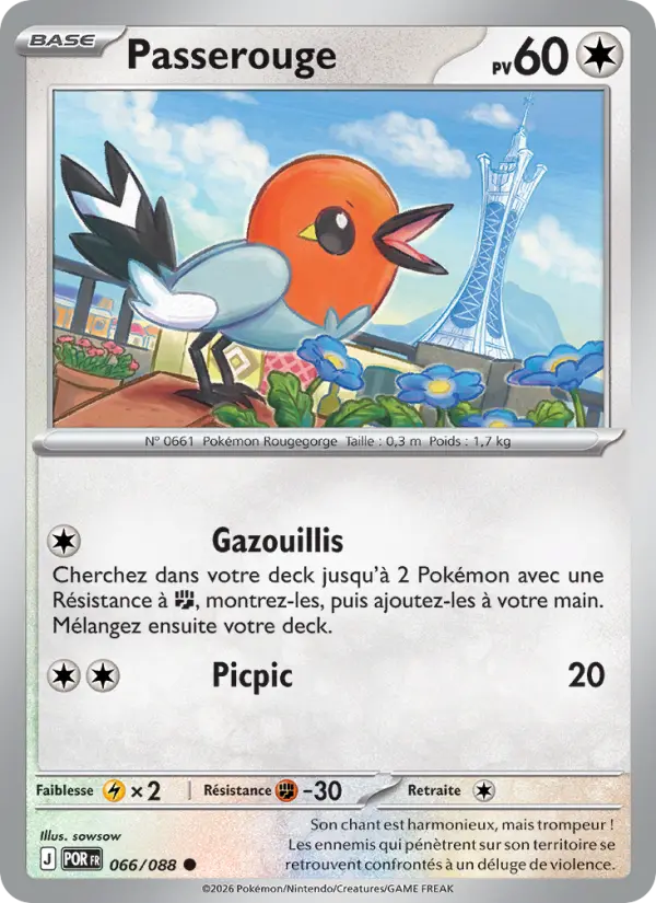 Passerouge – carte Pokémon TCG Commune n°066
