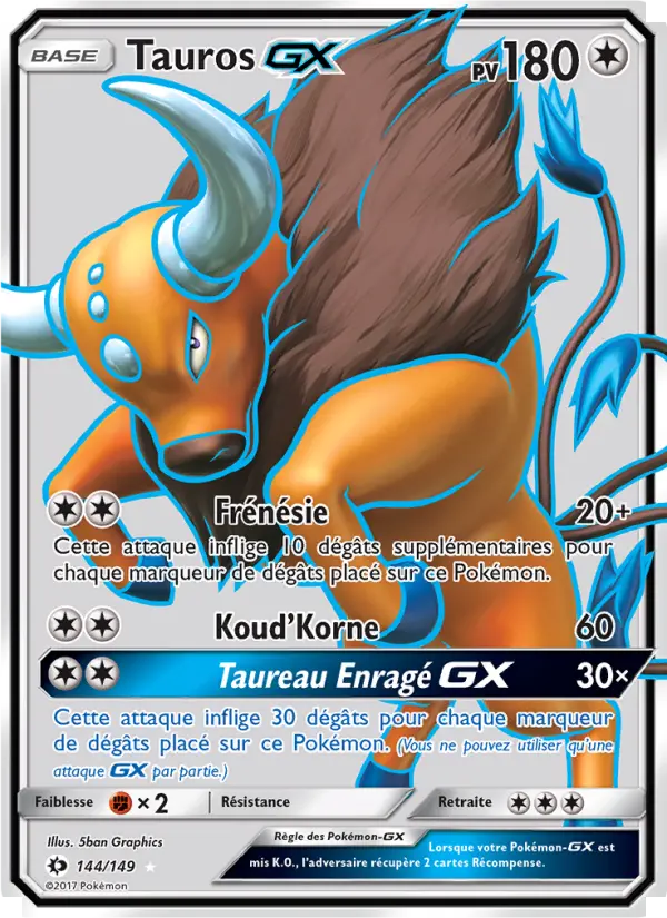 Tauros GX – carte Pokémon TCG Ultra Rare n°144