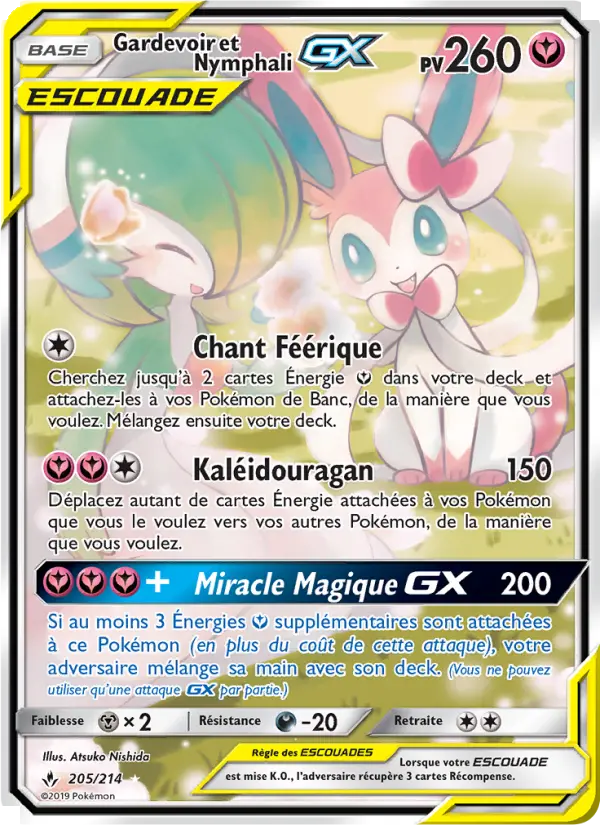 Gardevoir et Nymphali GX – carte Pokémon TCG Ultra Rare n°205
