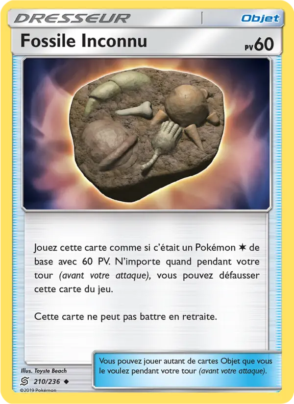 Fossile Inconnu – carte Pokémon TCG Peu Commune n°210