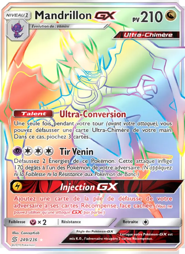 Mandrillon GX – carte Pokémon TCG Magnifique rare n°249
