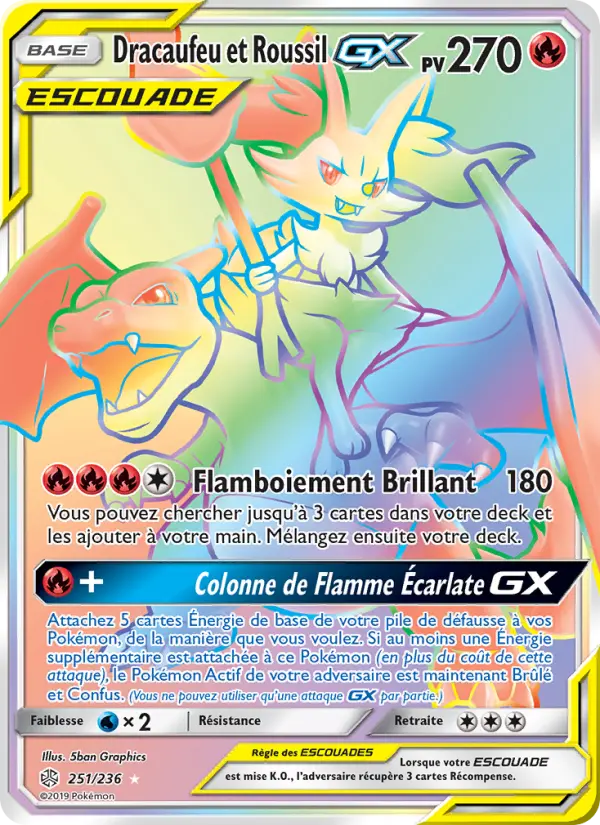 Dracaufeu et Roussil GX – carte Pokémon TCG Magnifique rare n°251