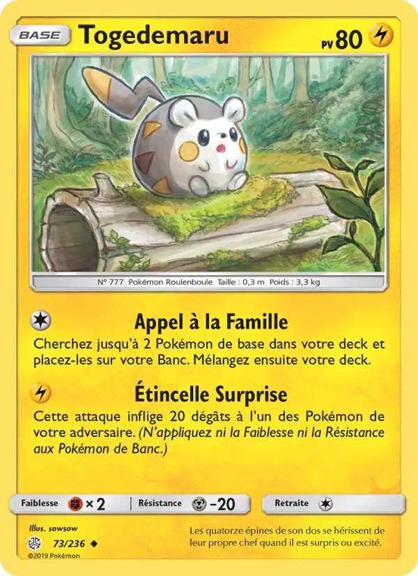 Togedemaru – carte Pokémon TCG Peu Commune n°73