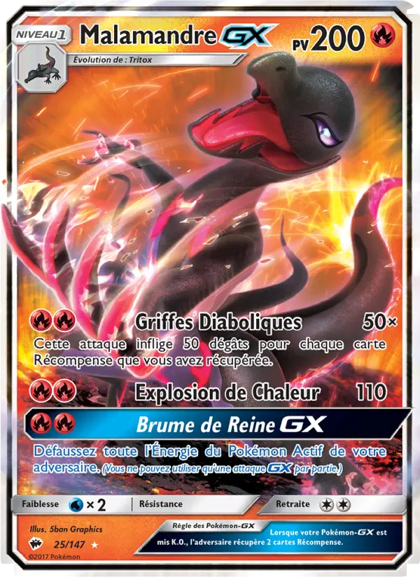 Malamandre GX – carte Pokémon TCG Ultra Rare n°25
