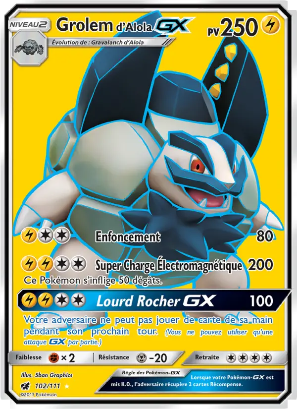 Grolem d’Alola GX – carte Pokémon TCG Ultra Rare n°102