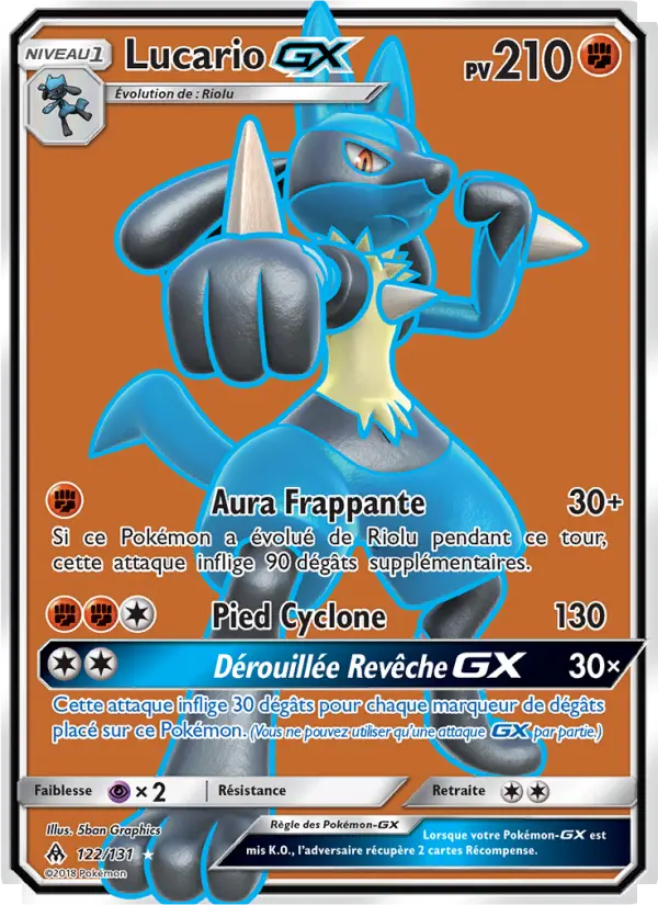 Lucario GX – carte Pokémon TCG Ultra Rare n°122