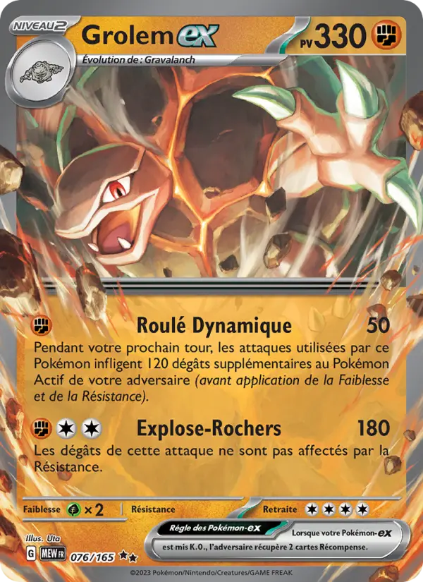 Grolem-ex – carte Pokémon TCG Double rare n°076