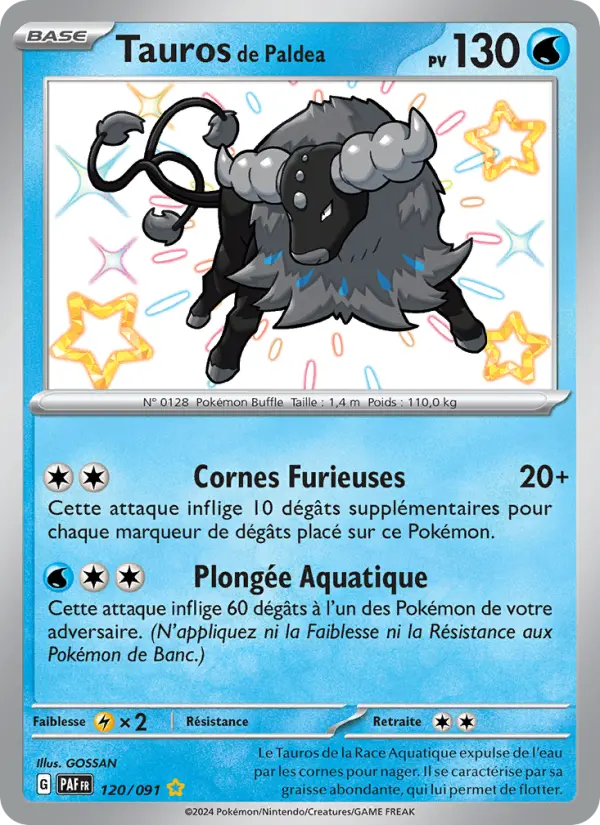 Tauros de Paldea – carte Pokémon TCG Shiny rare n°120
