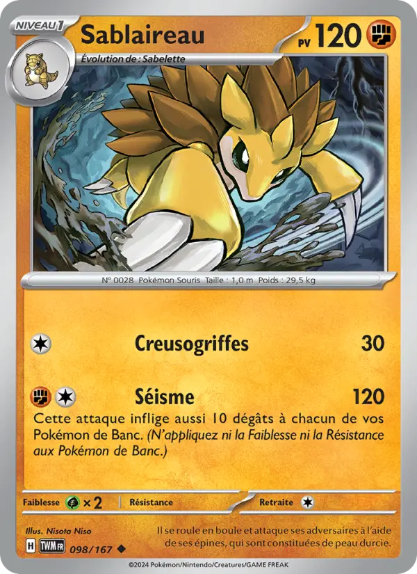 Sablaireau – carte Pokémon TCG Peu Commune n°098