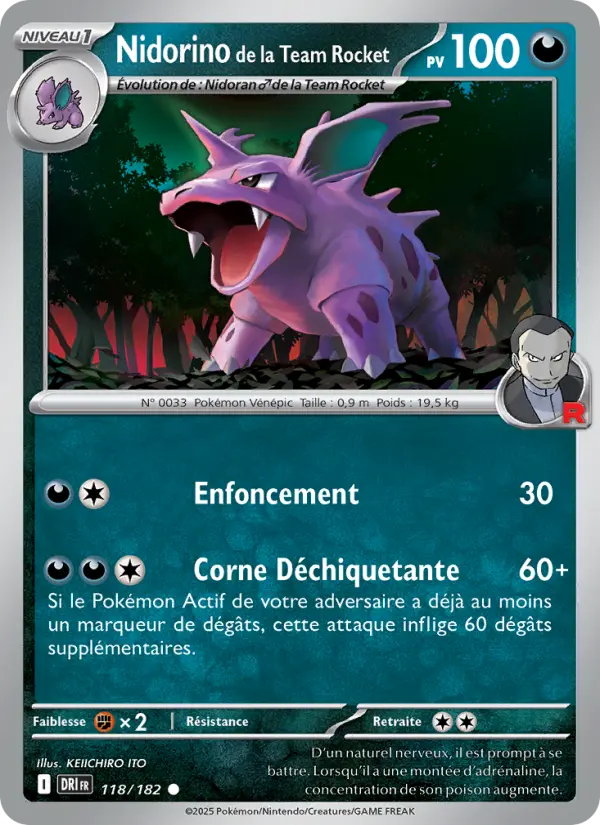 Nidorino de la Team Rocket – carte Pokémon TCG Commune n°118