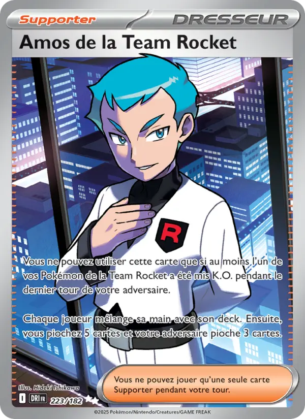 Amos de la Team Rocket – carte Pokémon TCG Ultra Rare n°223