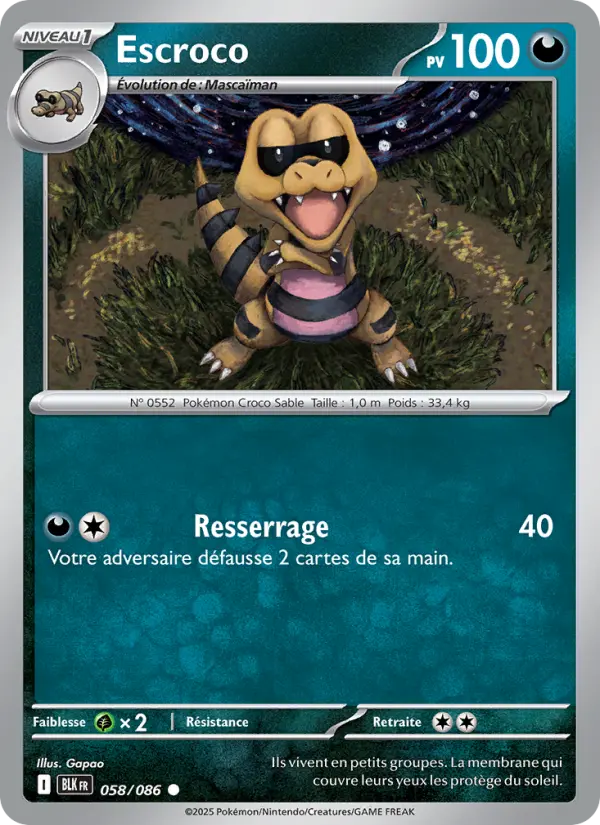 Escroco – carte Pokémon TCG Commune n°058