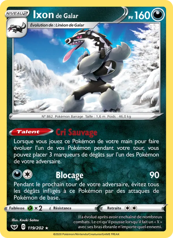 Ixon de Galar – carte Pokémon TCG Holo Rare n°119
