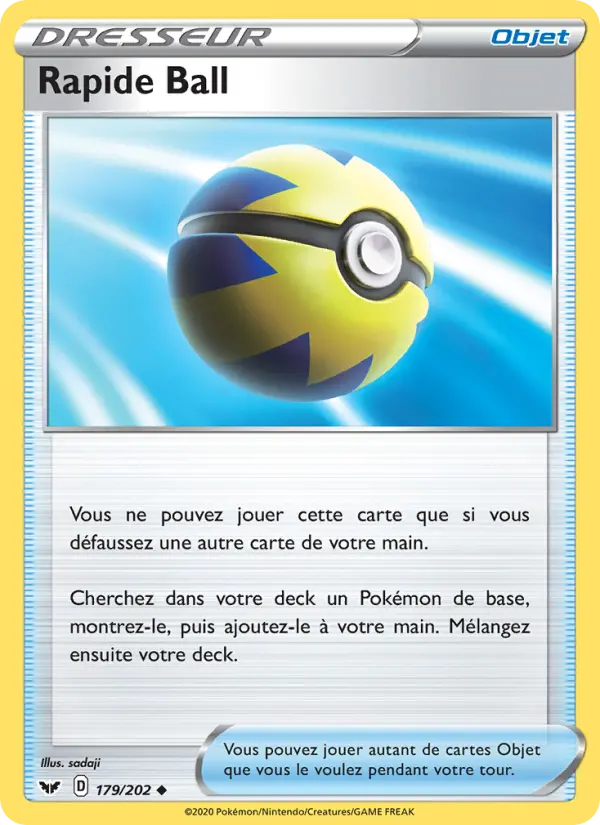 Rapide Ball – carte Pokémon TCG Peu Commune n°179