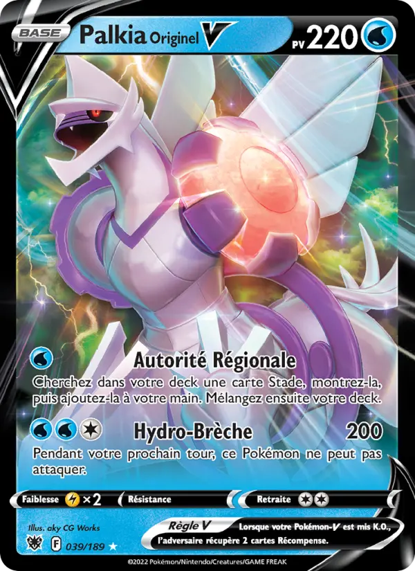 Palkia Originel V – carte Pokémon TCG Holo Rare V n°039