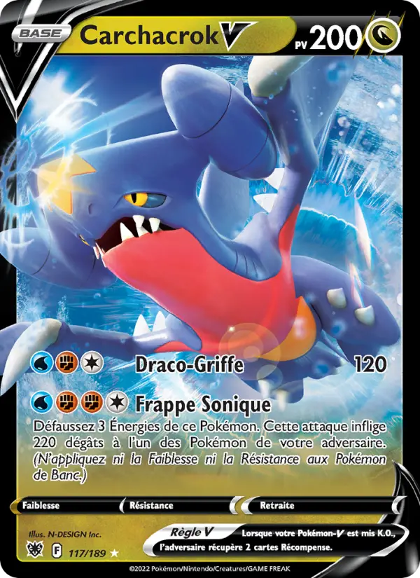 Carchacrok V – carte Pokémon TCG Holo Rare V n°117