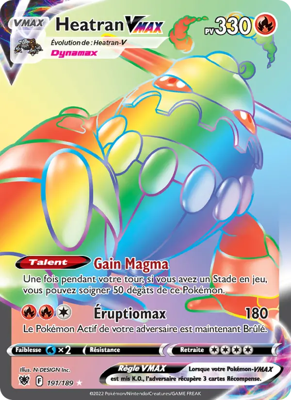 Heatran VMAX – carte Pokémon TCG Magnifique rare n°191