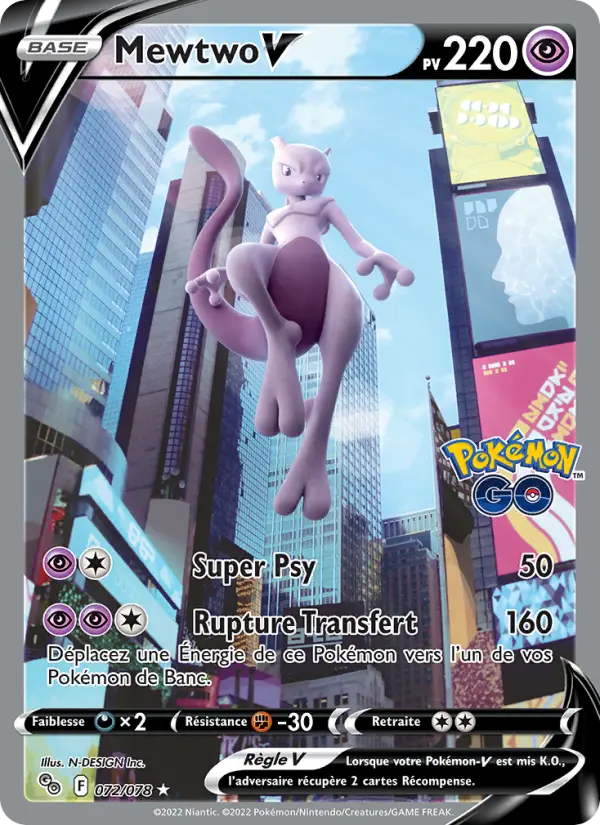 Mewtwo V – carte Pokémon TCG Ultra Rare n°072