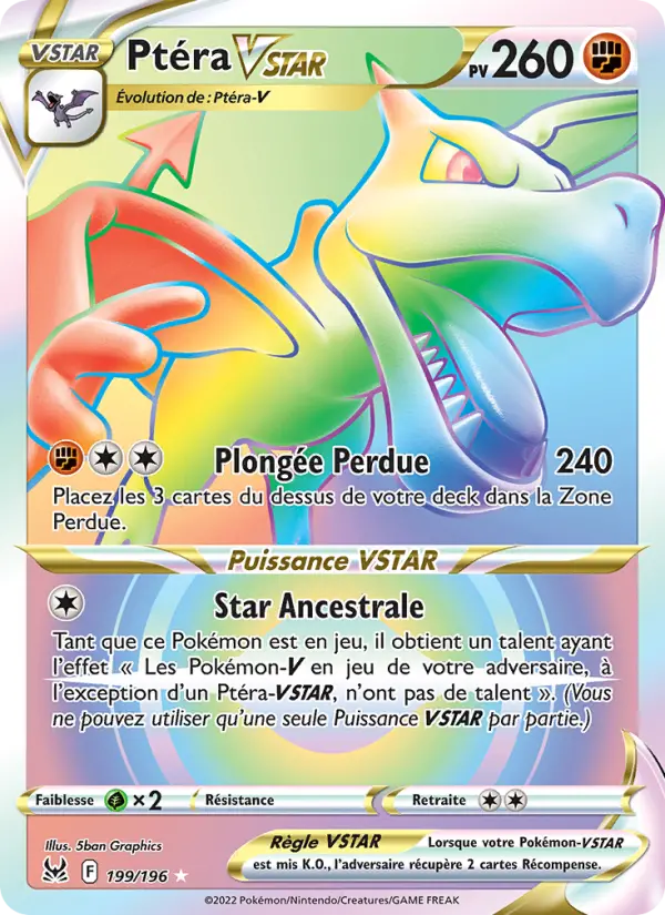 Ptéra VSTAR – carte Pokémon TCG Magnifique rare n°199