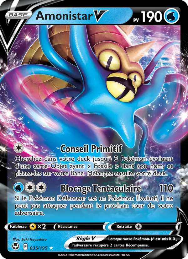 Amonistar V – carte Pokémon TCG Holo Rare V n°035