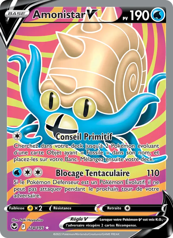 Amonistar V – carte Pokémon TCG Ultra Rare n°174