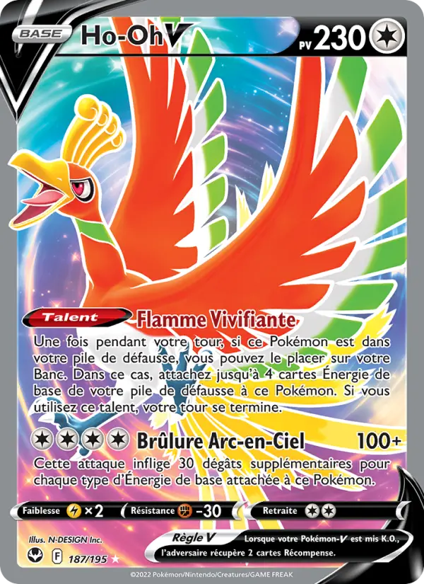 Ho-Oh V – carte Pokémon TCG Ultra Rare n°187