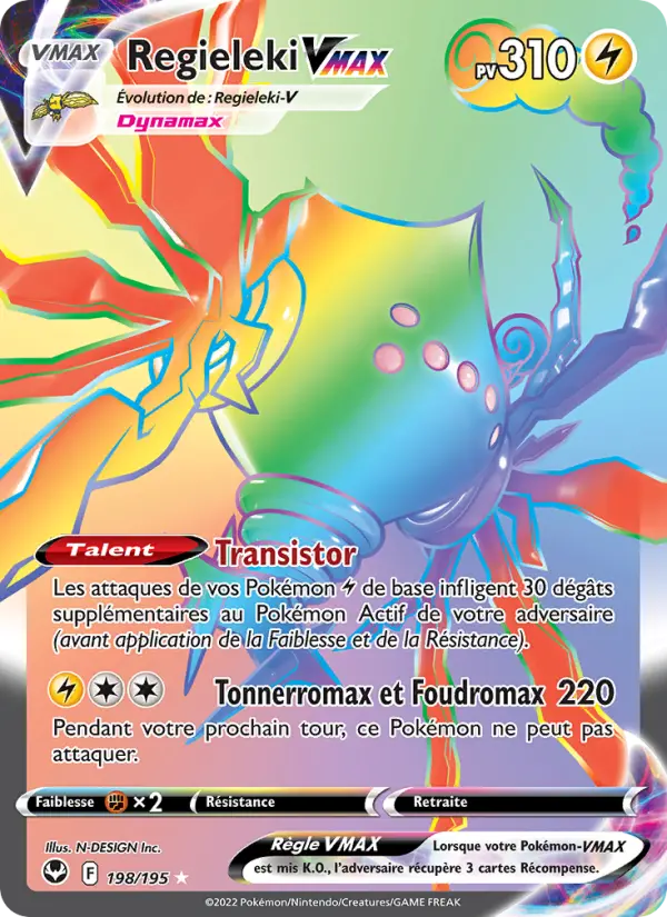 Regieleki VMAX – carte Pokémon TCG Magnifique rare n°198