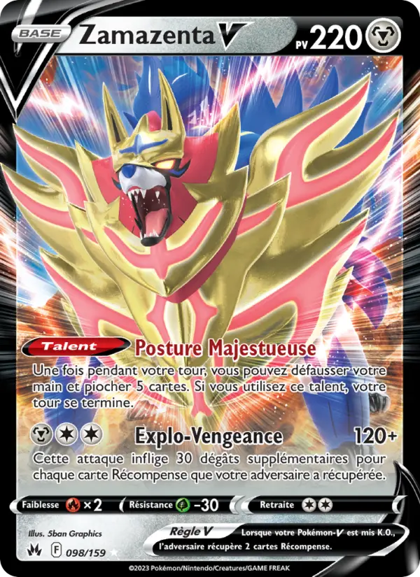 Zamazenta V – carte Pokémon TCG Holo Rare V n°098