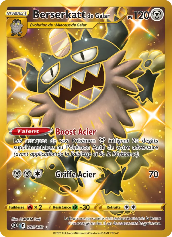 Berserkatt de Galar – carte Pokémon TCG Magnifique rare n°205