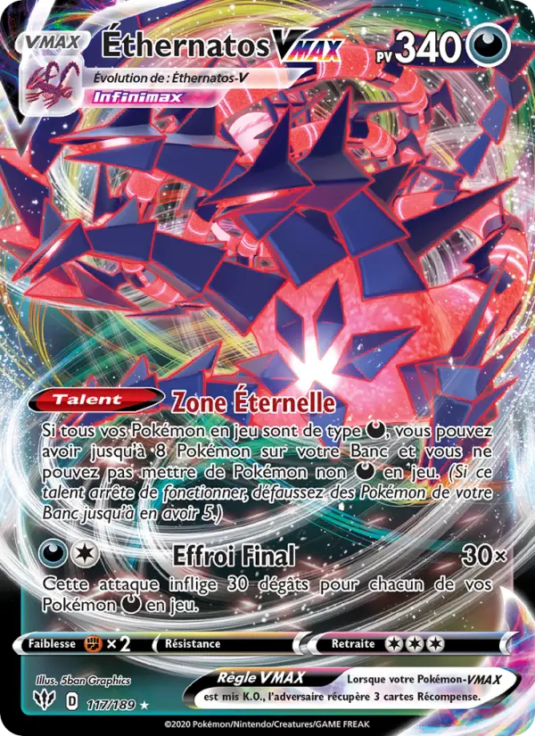 Éthernatos VMAX – carte Pokémon TCG Holo Rare VMAX n°117