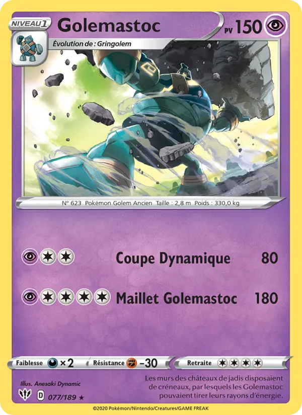 Golemastoc – carte Pokémon TCG Rare n°77