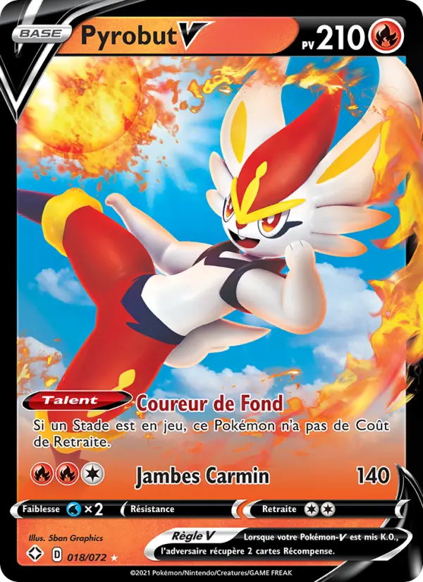 Pyrobut V – carte Pokémon TCG Holo Rare V n°18