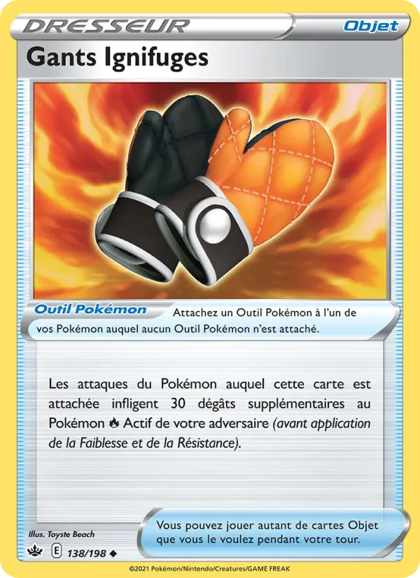 Gants Ignifuges – carte Pokémon TCG Peu Commune n°138