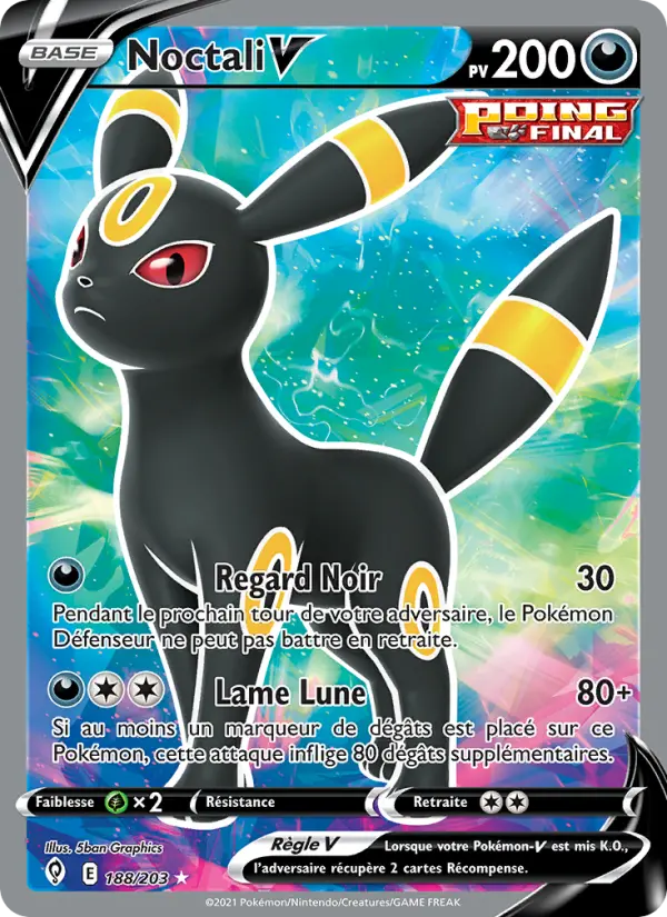 Noctali V – carte Pokémon TCG Ultra Rare n°188