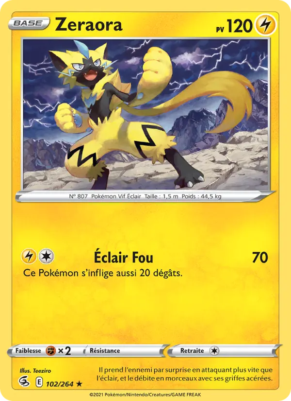 Zeraora – carte Pokémon TCG Rare n°102